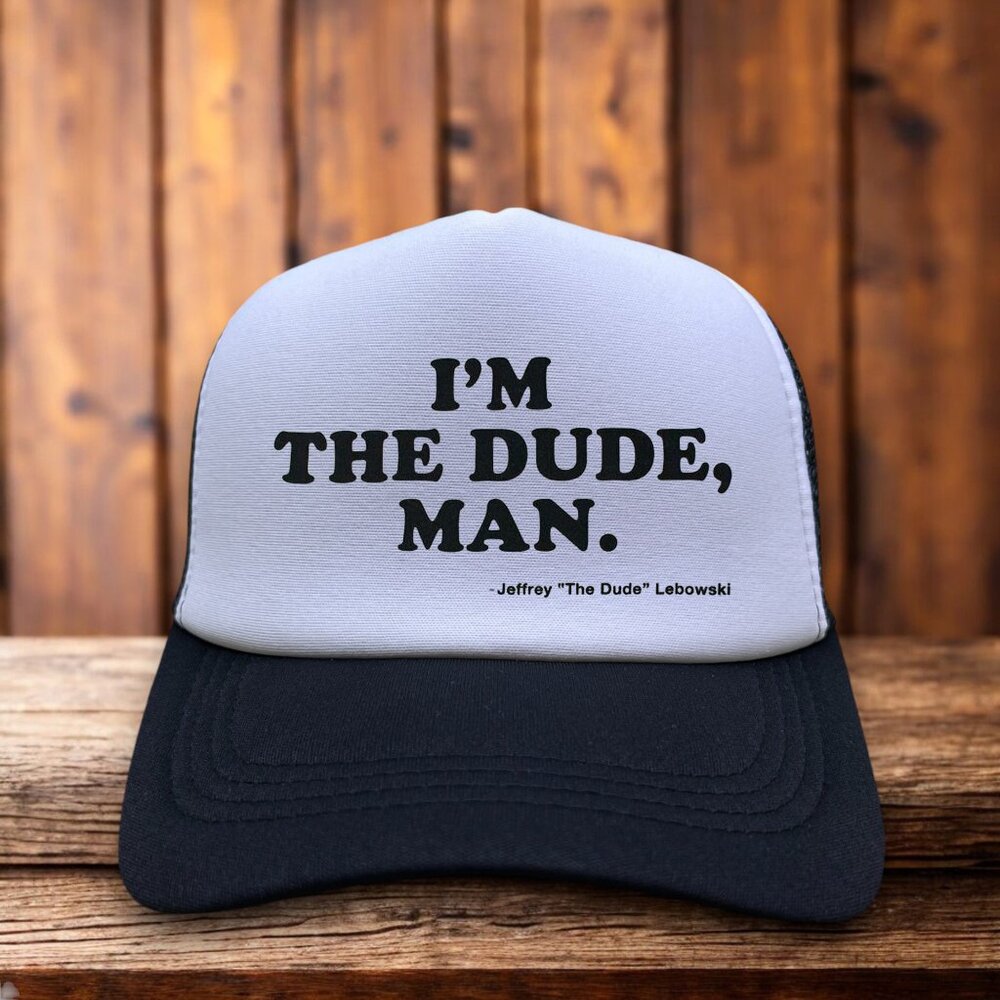 The Big Lebowski Mens Trucker Hat Black Snapback The Dude 90s Retro Movie Cap